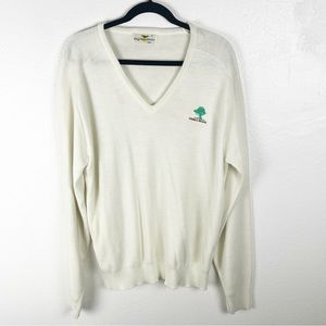 CALIFORNIA CLASSIC USA Ivory Long Sleeves V-Neck Pebble Beach Golf Sweater XL